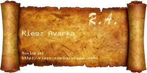 Riesz Avarka névjegykártya